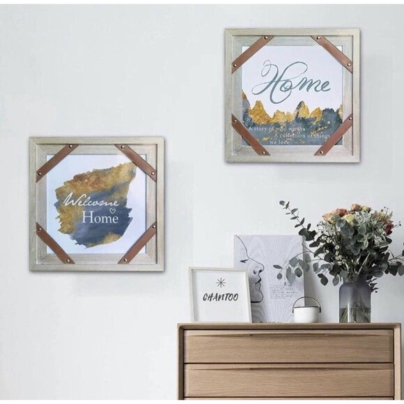 Chantoo Welcome Sign Rustic Farmhouse Wall Decor Family Decor 15.7”X15.7” 2 Pack - Picture 6 of 8